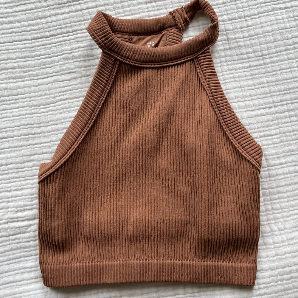 Aerie Offline High Neck Crop Tank